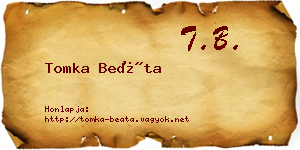 Tomka Beáta névjegykártya